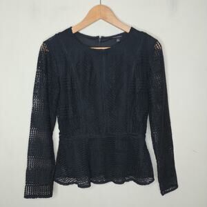 Banana Republic Lace Peplum Top Long Sleeve